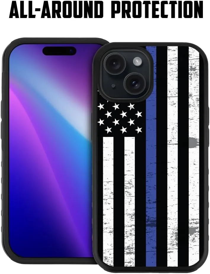Guard Dog Case Compatible with iPhone 15 - Compatible with MagSafe - Military Grade - Rugged Two Piece Protection - Designer - American Flag - Thin Blue Line - Hero