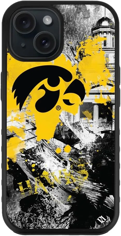 Guard Dog Case Compatible with iPhone 15 - Military Grade - Rugged Two Piece Protection - Collegiate Licensed - Iowa Hawkeyes - by Paulson Designs
