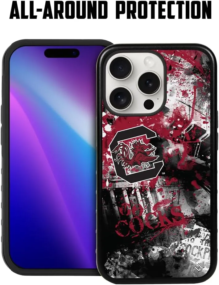 Guard Dog Case Compatible with iPhone 15 Pro Max - Military Grade - Rugged Two Piece Protection - Collegiate Licensed - South Carolina Gamecocks - by Paulson Designs
