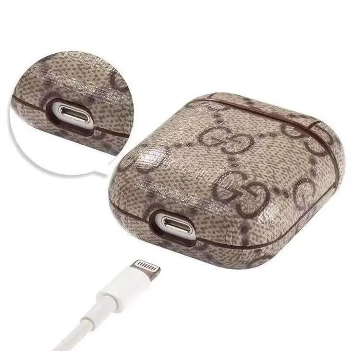 GUCCI Style AirPods 1/2 Classic Leather Protective Case