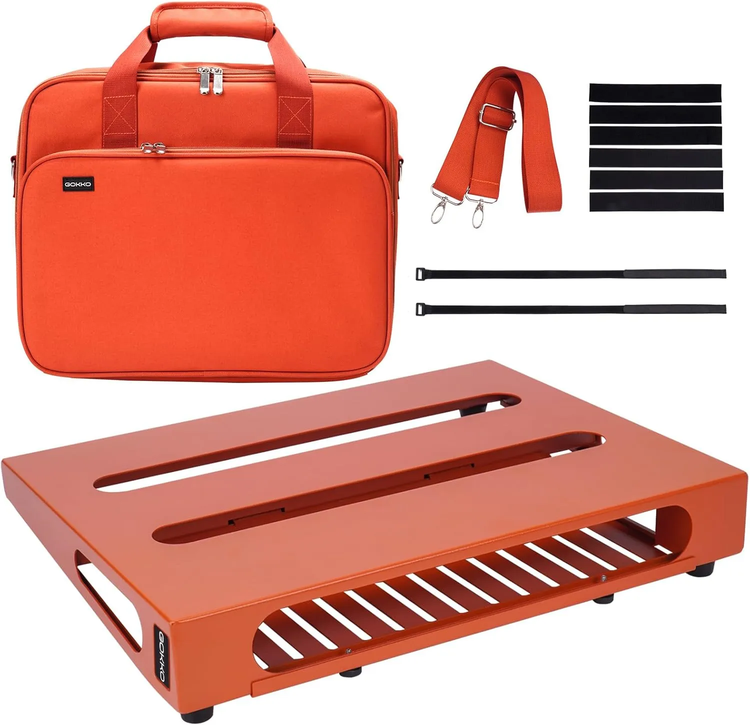 Guitar Pedal Board 13.8" x 11" Guitar Pedalboard with Carry Bag, Built-in Power Supply Bracket (Orange)