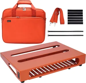 Guitar Pedal Board 13.8" x 11" Guitar Pedalboard with Carry Bag, Built-in Power Supply Bracket (Orange)