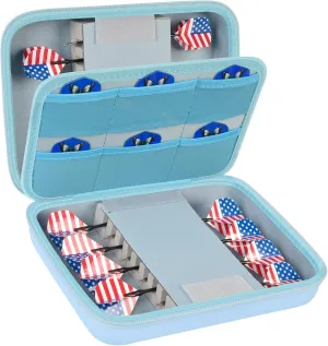 GWCASE Dart Case for 16 Steel and Soft Tip Darts, Carrying Storage Holder Fits for Tips, Shafts, Flights (Box Only)-Blue