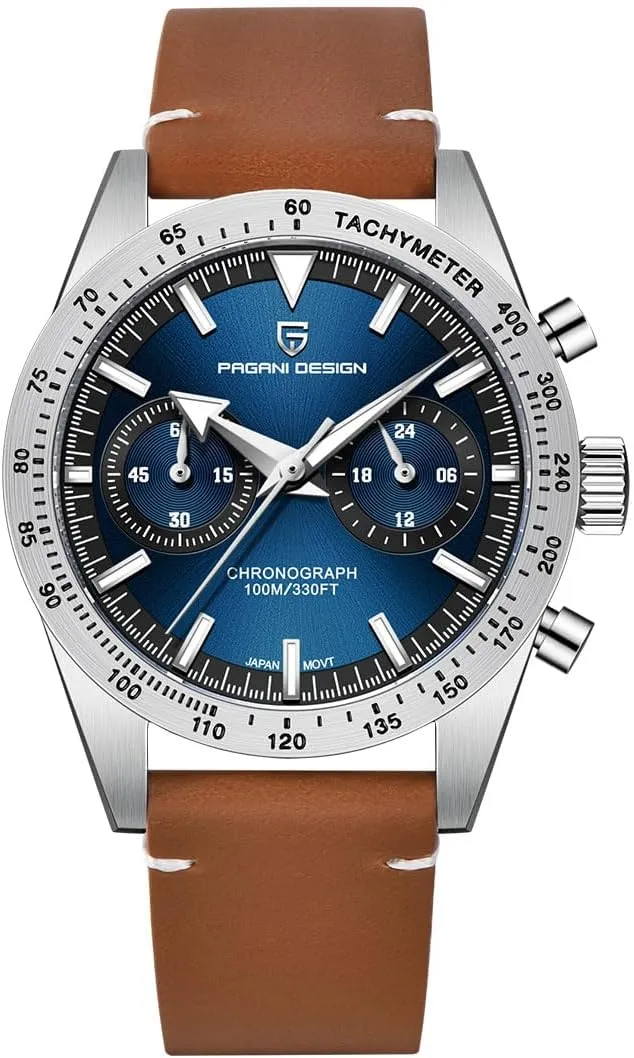 HaiQin Pagani Design Watch 1766 Men's Chronograph Quartz Watches Stainless Steel Band Japan VK64 Movement 100M Waterproof Casual Sport Watches