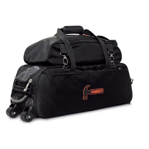 Hammer Premium Slim Triple Tote With Shoe Pouch Black Bowling Bag