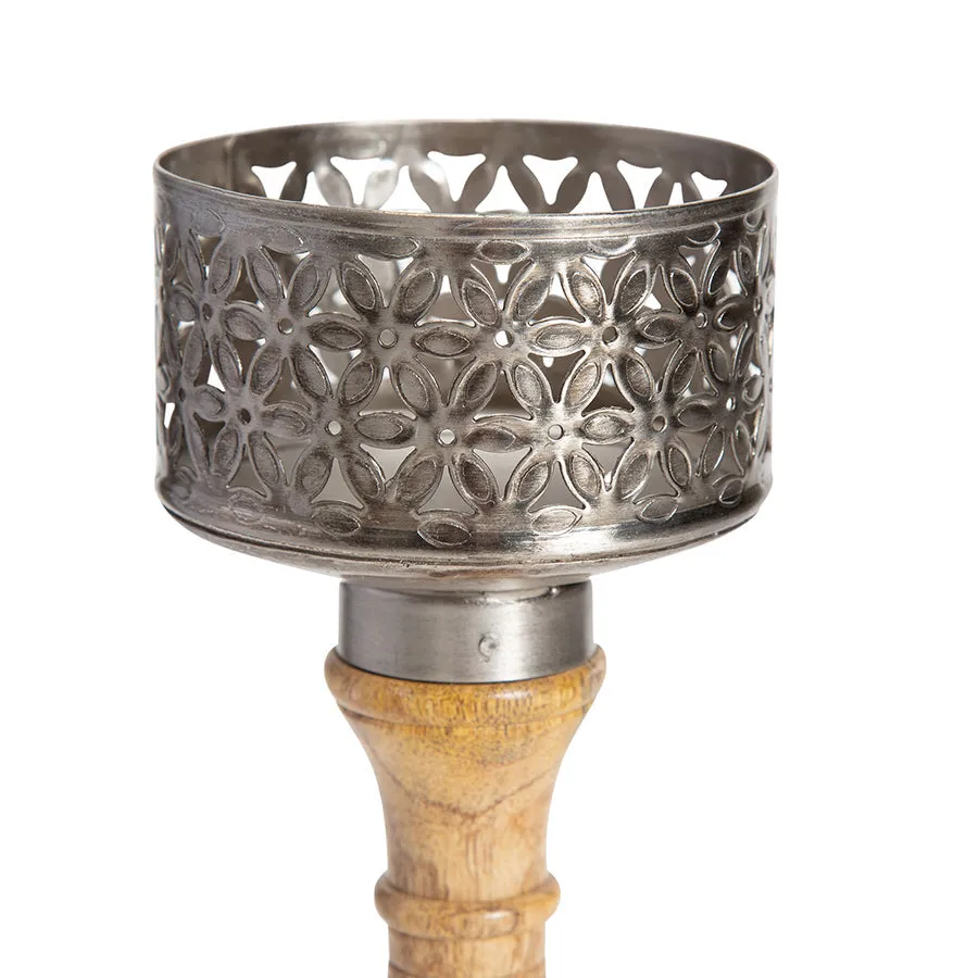 Handcrafted Flower Pillar Candle Holder - Large
