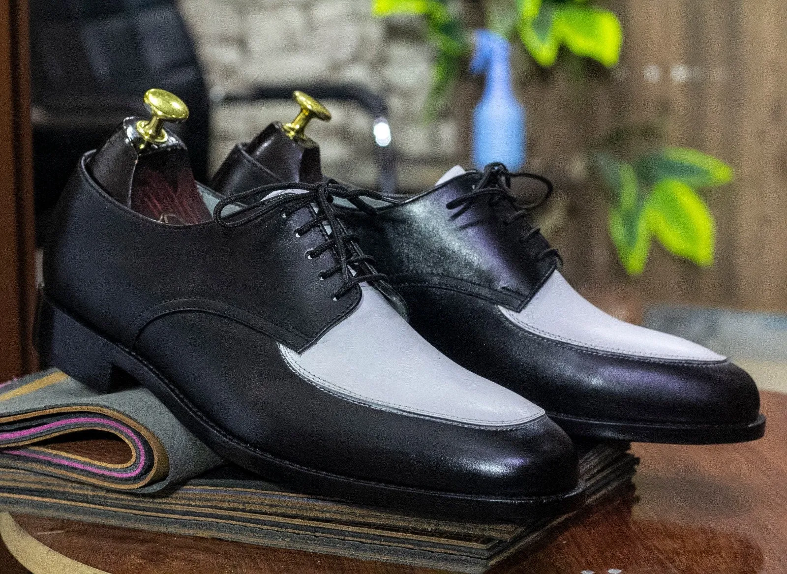 Handmade Genuine Cow-Hide Leather & Suede De\ray Shoes For Men, Dress Formal Lace Shoes For Men's