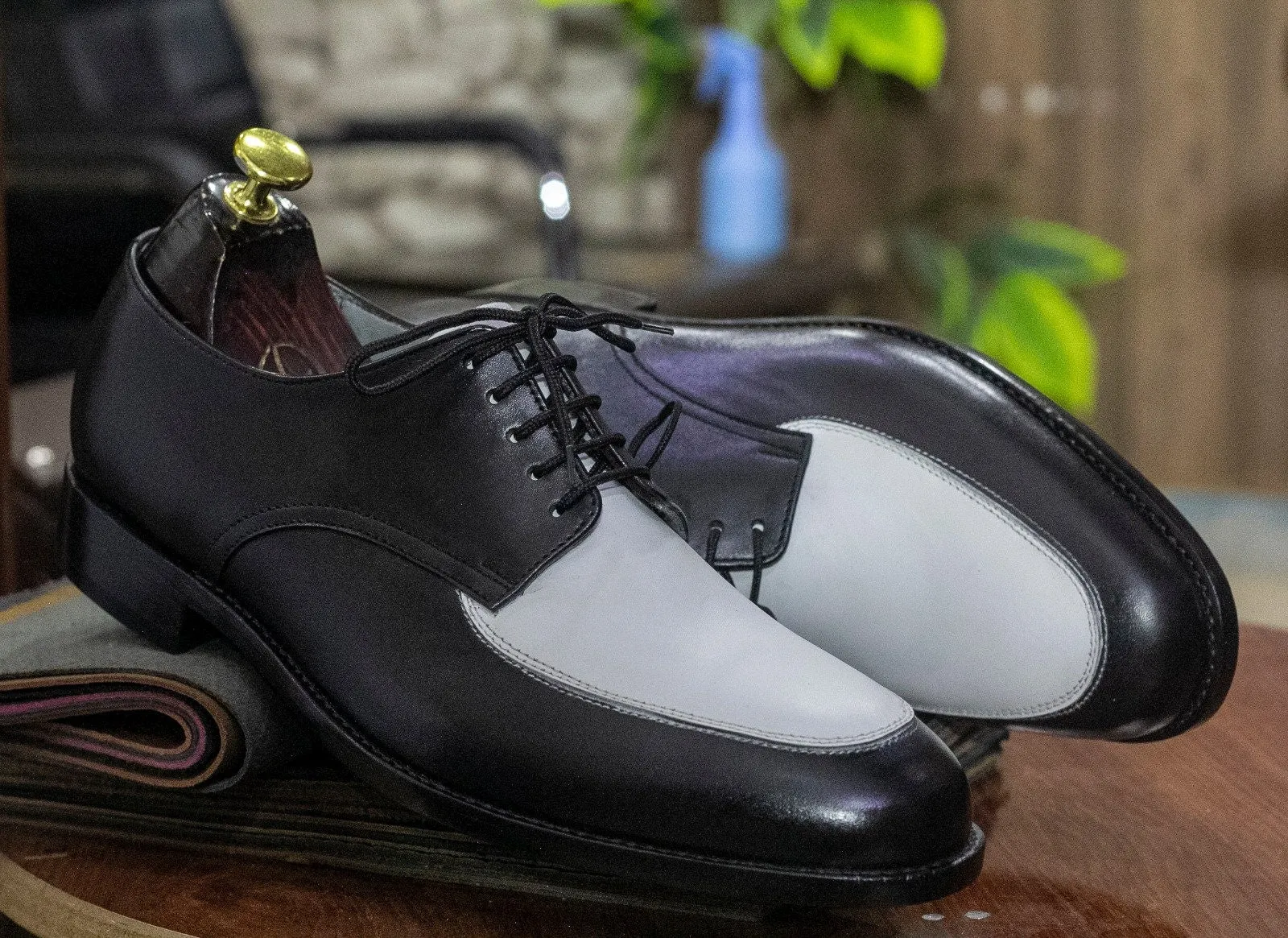 Handmade Genuine Cow-Hide Leather & Suede De\ray Shoes For Men, Dress Formal Lace Shoes For Men's