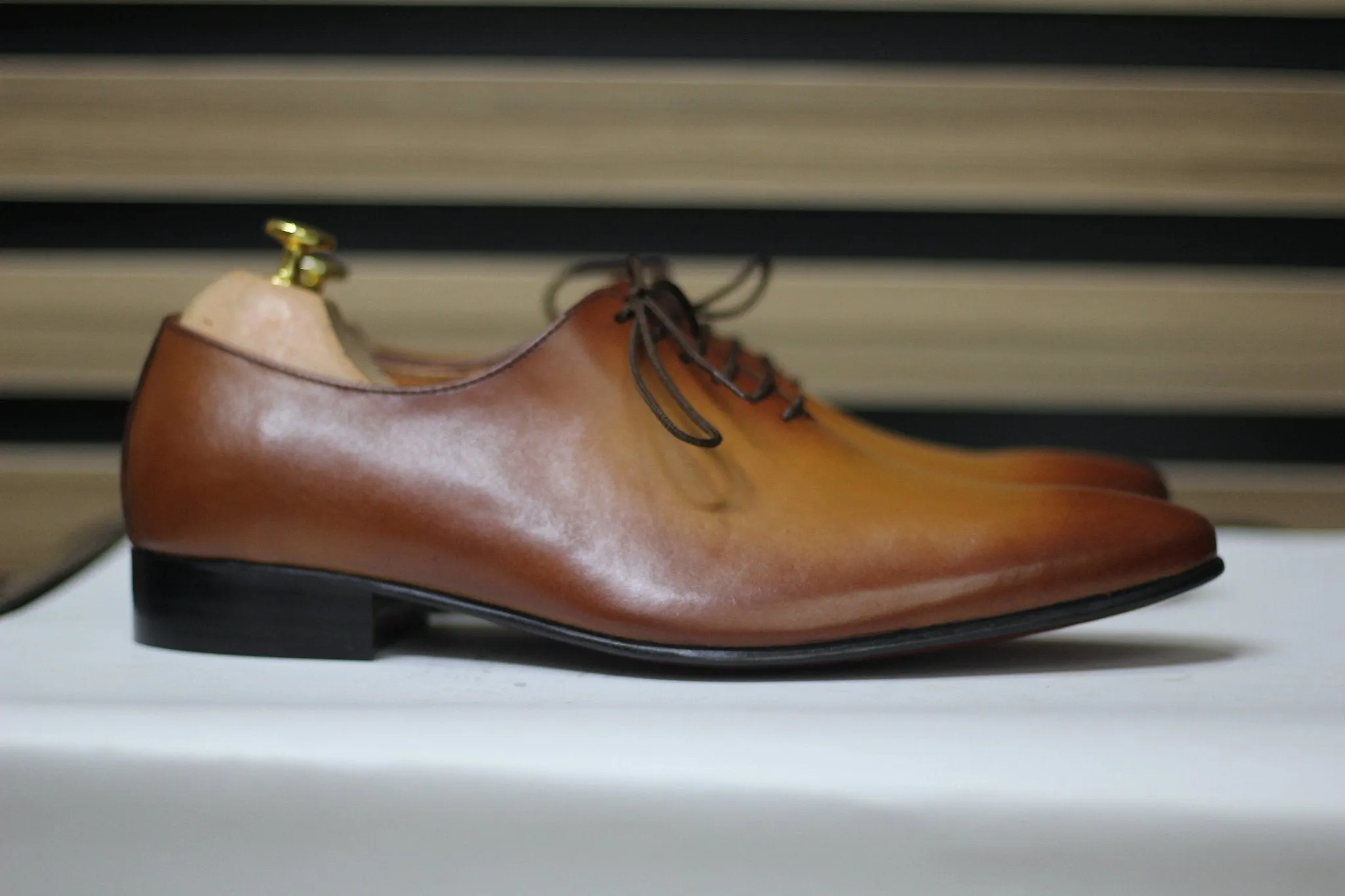 Handmade Pointed toe Whole Cut Lace Up Shoes, Leather Brown Shoes For Men's