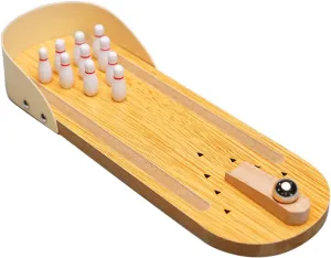 Handmade Wooden Bowling Toy Mini Desktop Game Set Fun for Boys and Girls Adults for Home Bar School