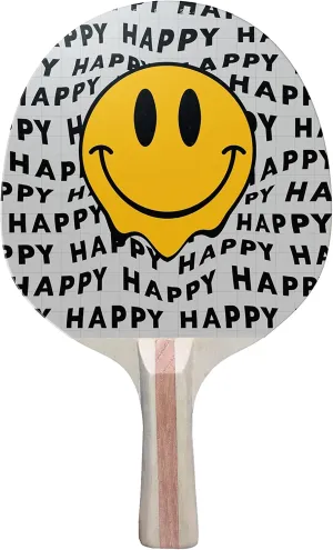 Happy Face Acid Colorful Design Ping Pong Paddle, Premium 5 Ply Table Tennis Racket (Black on Back)