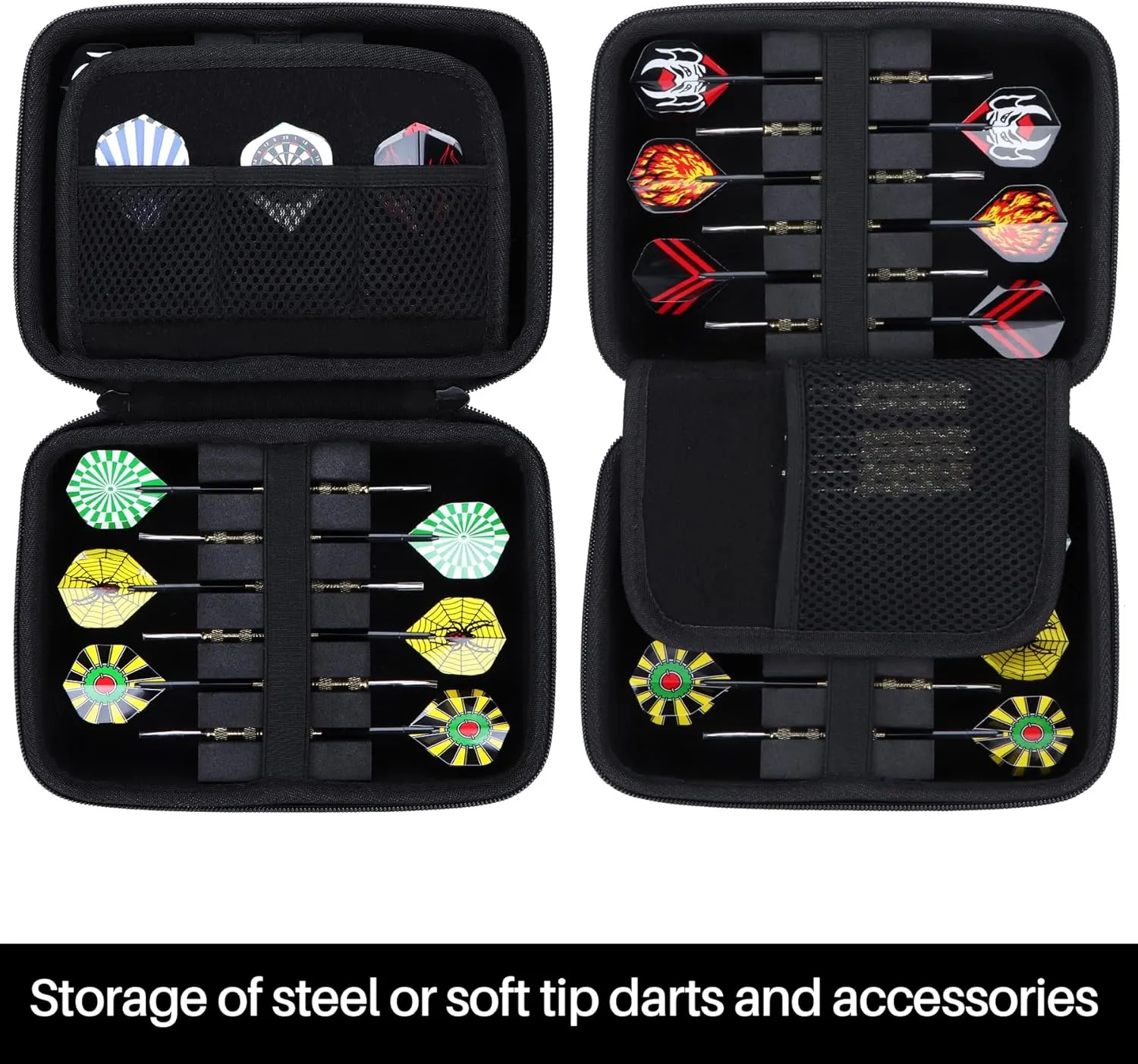 Hard Case Compatible with Steel or Soft Darts Set, Storage Holder Fits Dart Tips Shafts Flights and Accessories