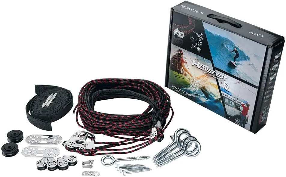 HARKEN - Standard Cargo Carrier Overhead Garage Storage 4-Point Hoist System for 90lb Carriers, Kayaks, Canoes, General Storage (90lb max Load, 12ft.Ceiling), Model 7802.12