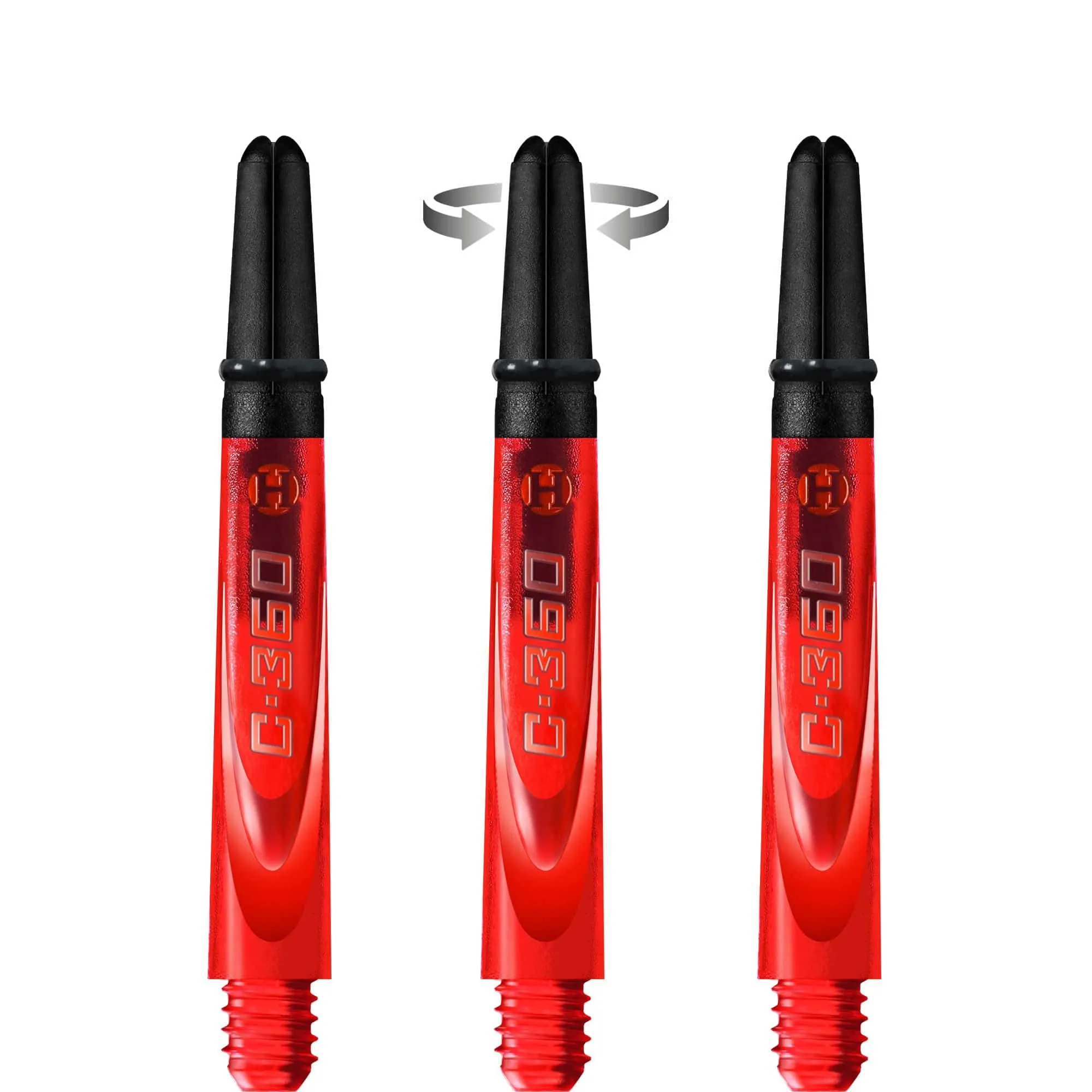 Harrows Carbon 360 Shafts - Polycarbonate Dart Stems with Carbon Top - Red