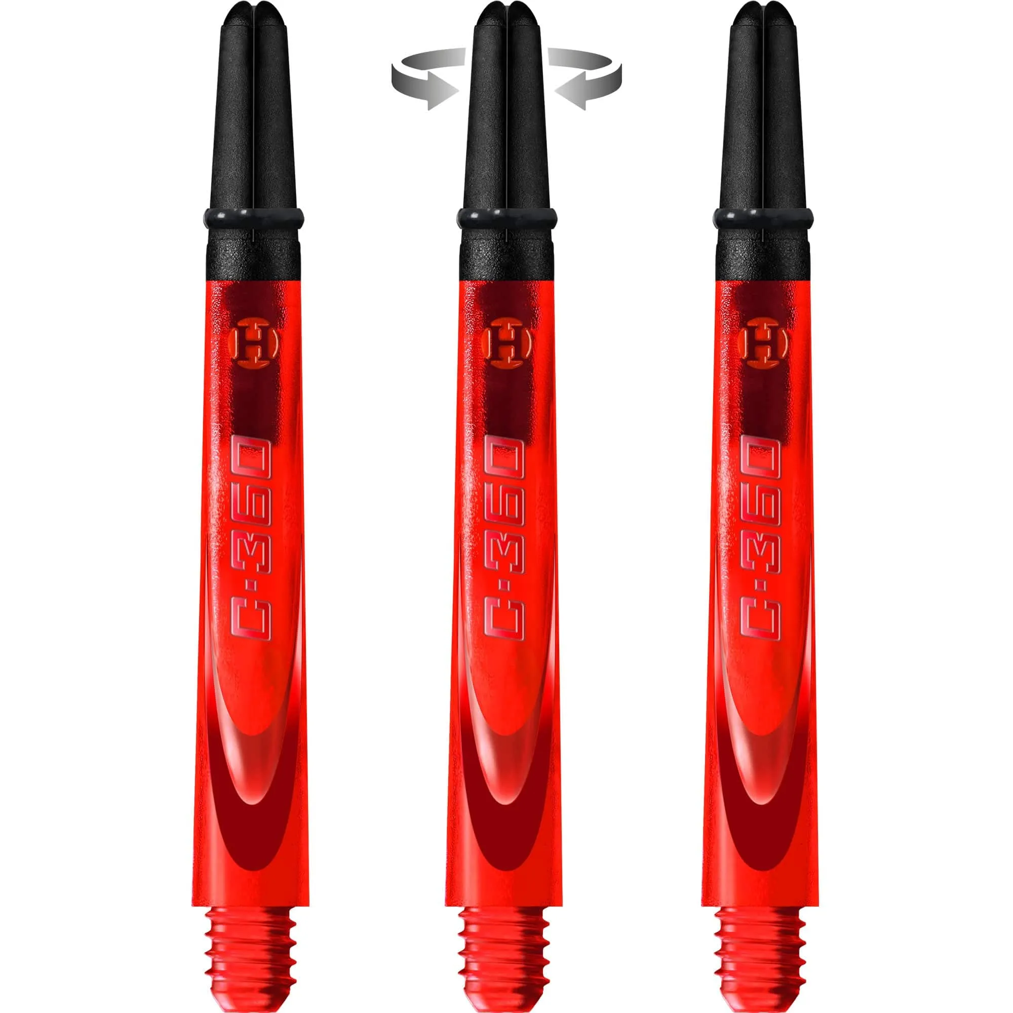 Harrows Carbon 360 Shafts - Polycarbonate Dart Stems with Carbon Top - Red