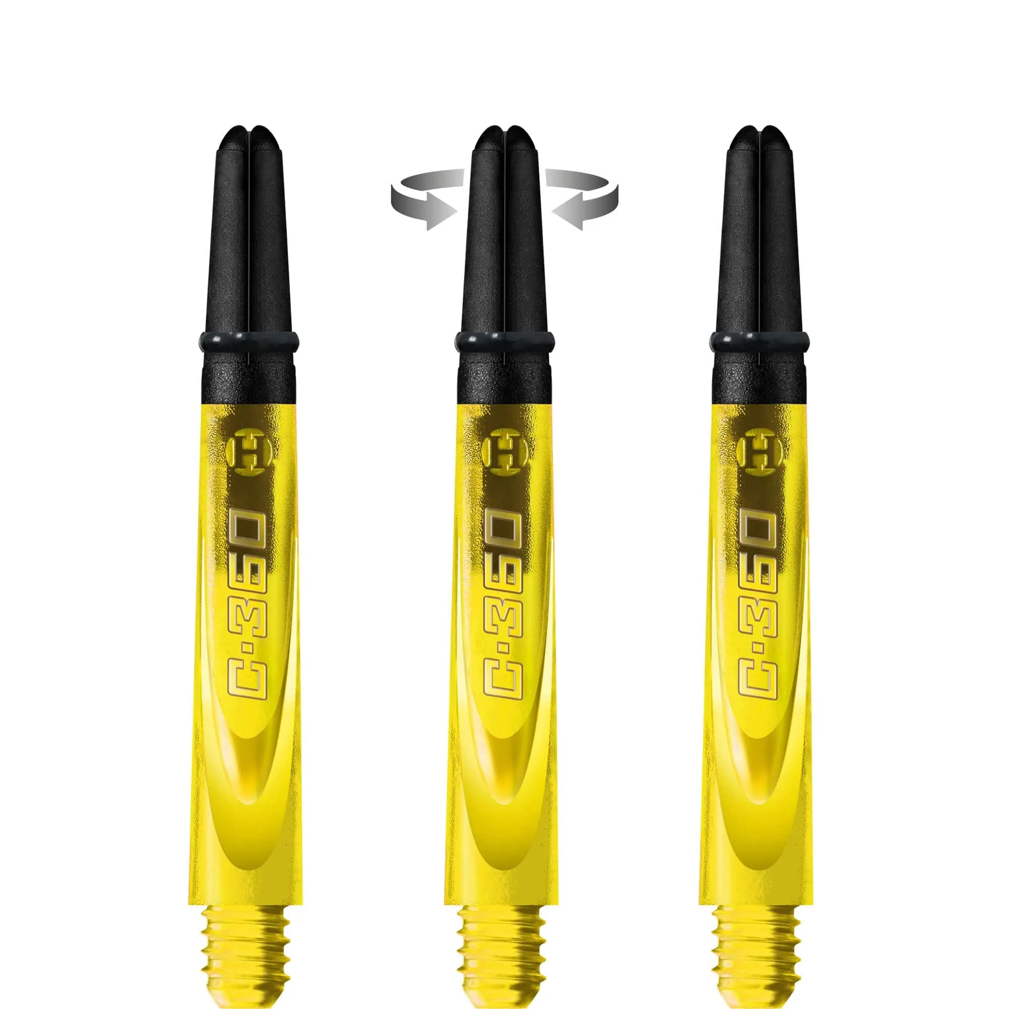 Harrows Carbon 360 Shafts - Polycarbonate Dart Stems with Carbon Top - Yellow