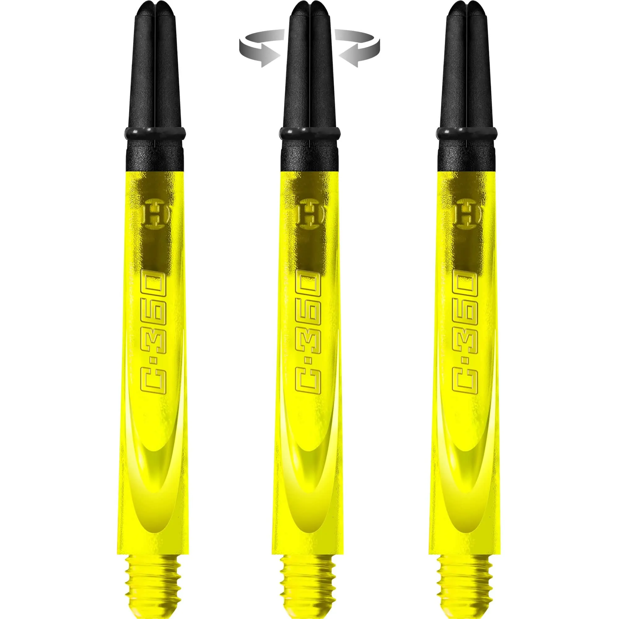 Harrows Carbon 360 Shafts - Polycarbonate Dart Stems with Carbon Top - Yellow
