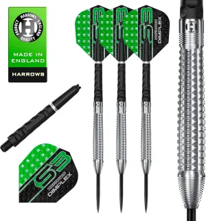 Harrows Dimplex Bomb & Tapered Darts Set I Professional Darts 90% Tungsten Steel Tip All Weights I 10pc Set with Black Dimplex Midi Shafts & Dimplex Flights