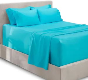Hearth & Harbor Extra Deep Pocket King Size Sets - Fits Mattress 18-24 Inches Deep - Extra Deep Pocket Sheets - 6 Piece King Size - King - Beach Blue Sheets