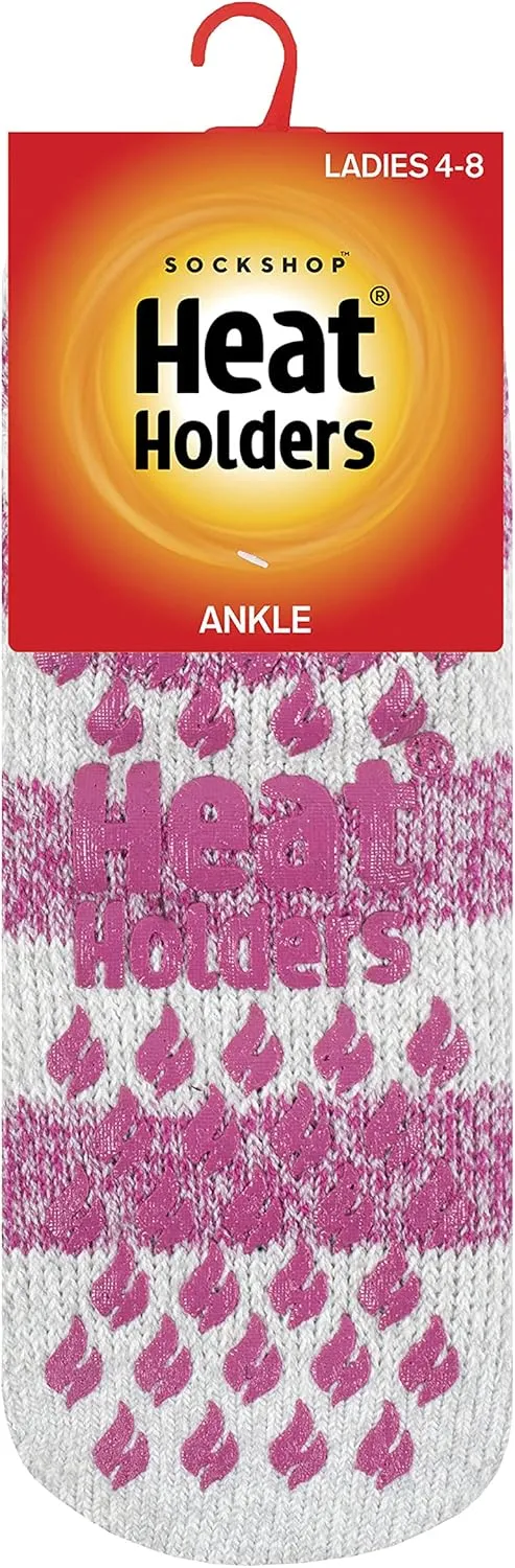 HEAT HOLDERS - Ladies low cut thermal slipper ankle socks in 4 colors, 5-9 US