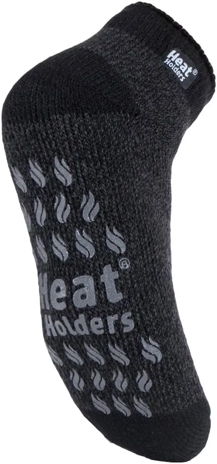HEAT HOLDERS - Mens Non Skid Low Cut Thermal Ankle Slipper Socks with Grippers