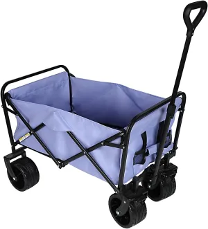 Heavy-Duty 100L Folding Beach Wagon Cart with Big Wheels - Collapsible Utility Cart for Sand, Garden & Camping, 220Lbs Capacity in Purple