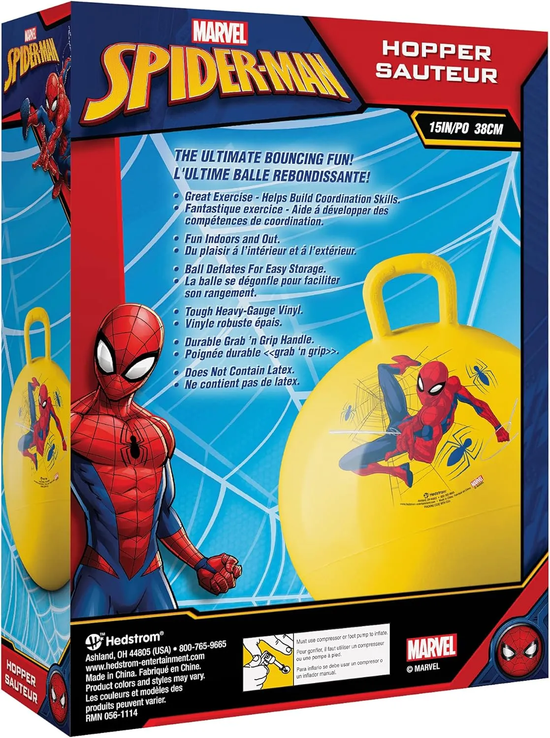 Hedstrom Marvel Spider-Man Hopper, 15-Inch, Yellow (55-97063)