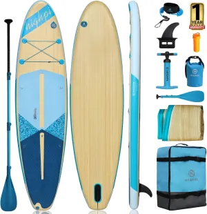 Highpi Inflatable Stand Up Paddle Board Premium SUP Accessories, Backpack, Wide Stance, Surf Control, Non-Slip Deck, Leash, Paddle and Pump, Standing Boat for Youth and Adult