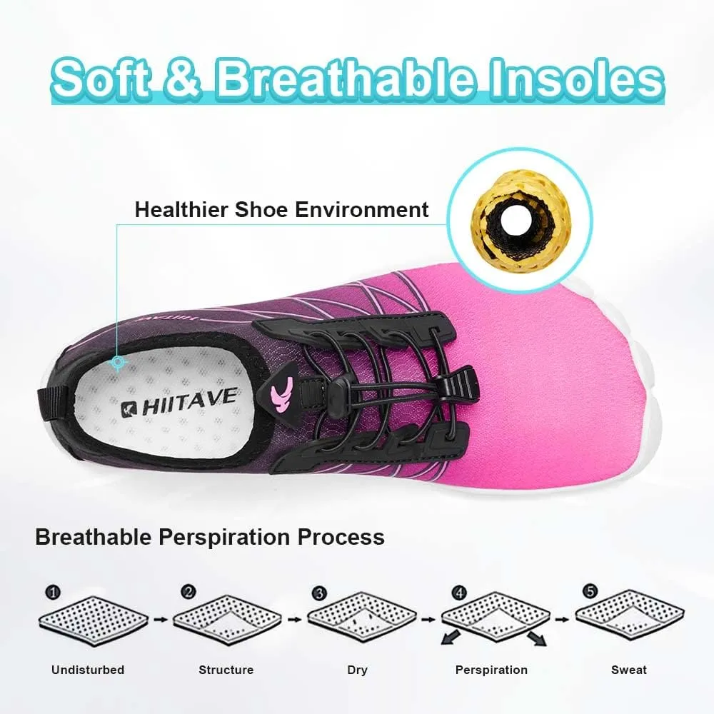 HIITAVE Water Shoes Non Slip Aqua Shoes Barefoot Quick Dry Lightweight with Beach River Swim Pool for Men Women Gradient Color…