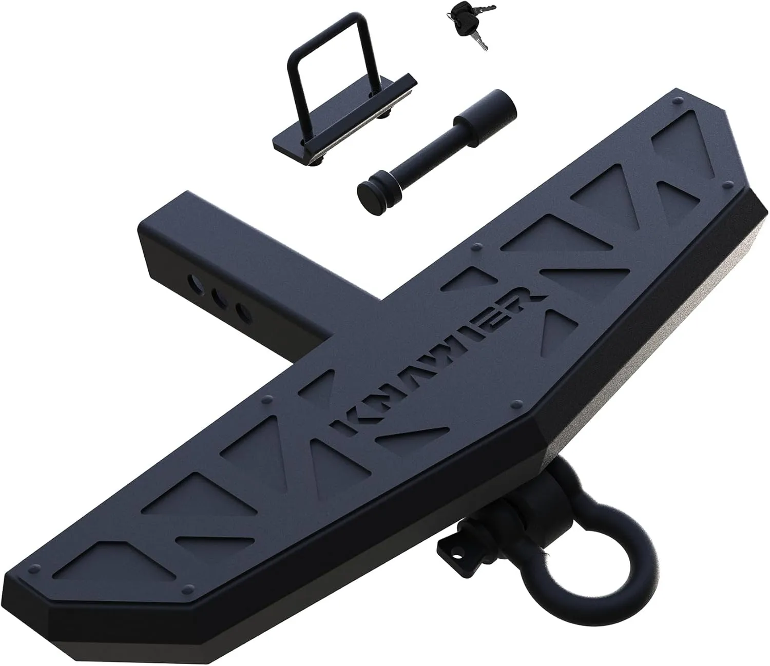 Hitch Step Compatible with SUV&Pickup Truck&Van with 2 Inch Hitch Receiver,Towing Rear Bumper Protector Guard,Hitch Step Bar,Textured Black Powder, Pin Lock,Stabilizer,Tow Hook