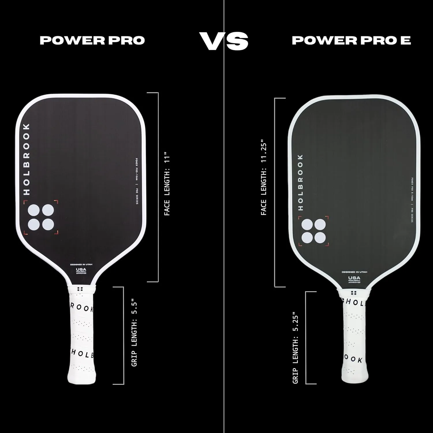 Holbrook Pickleball Paddles - Power Pro (Pro Series) Elite USAPA Approved Pickleball Paddle with Carbon Fiber Surface, Edgecraft Foam Polypropylene Core, Controlled Touch, Power and Spin