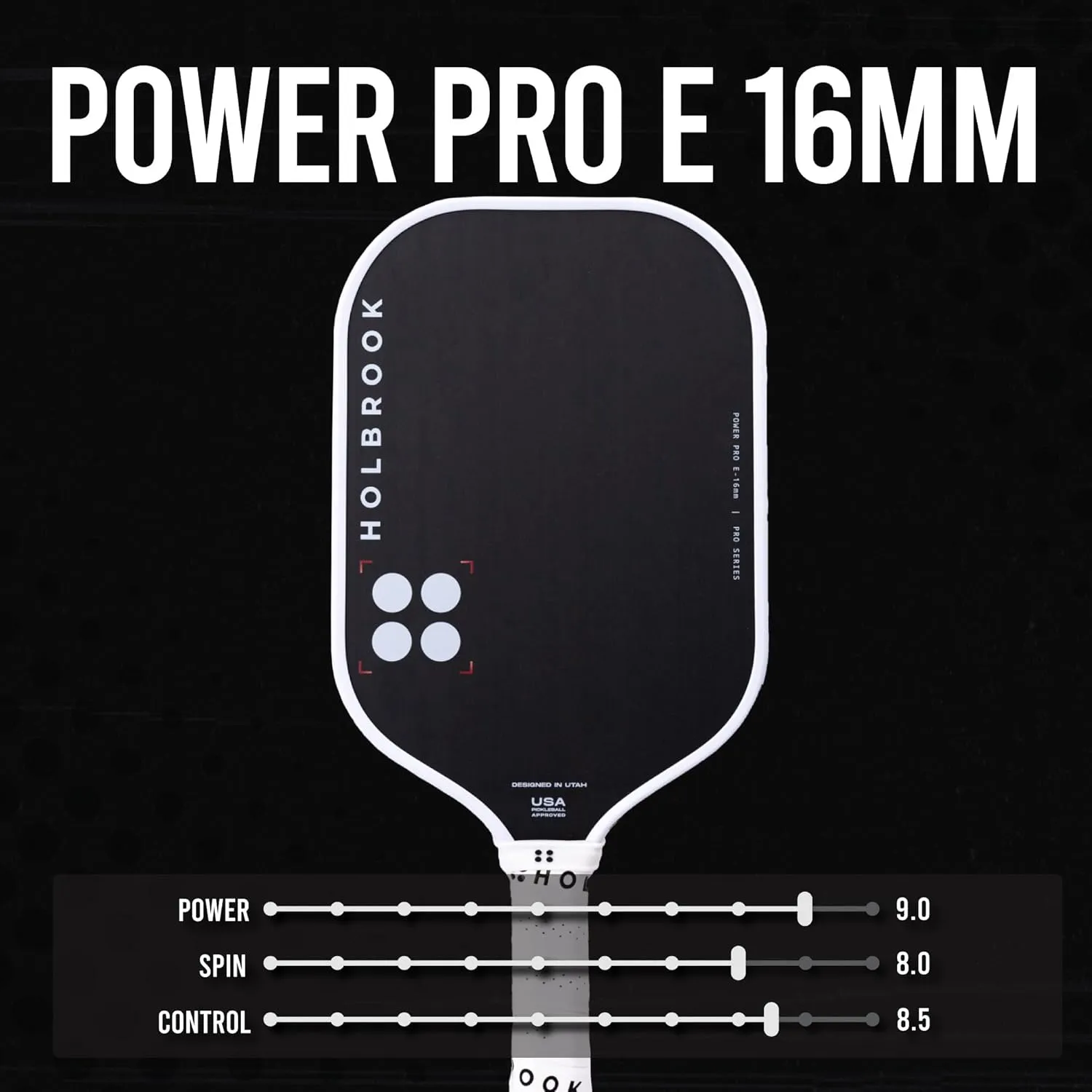 Holbrook Pickleball Paddles - Power Pro (Pro Series) Elite USAPA Approved Pickleball Paddle with Carbon Fiber Surface, Edgecraft Foam Polypropylene Core, Controlled Touch, Power and Spin