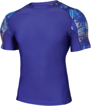 HUGE SPORTS Men's Rash Guard Short Sleeves UPF 50  UV Sun Protection Quick Drying Splice Compression Swim Shirts