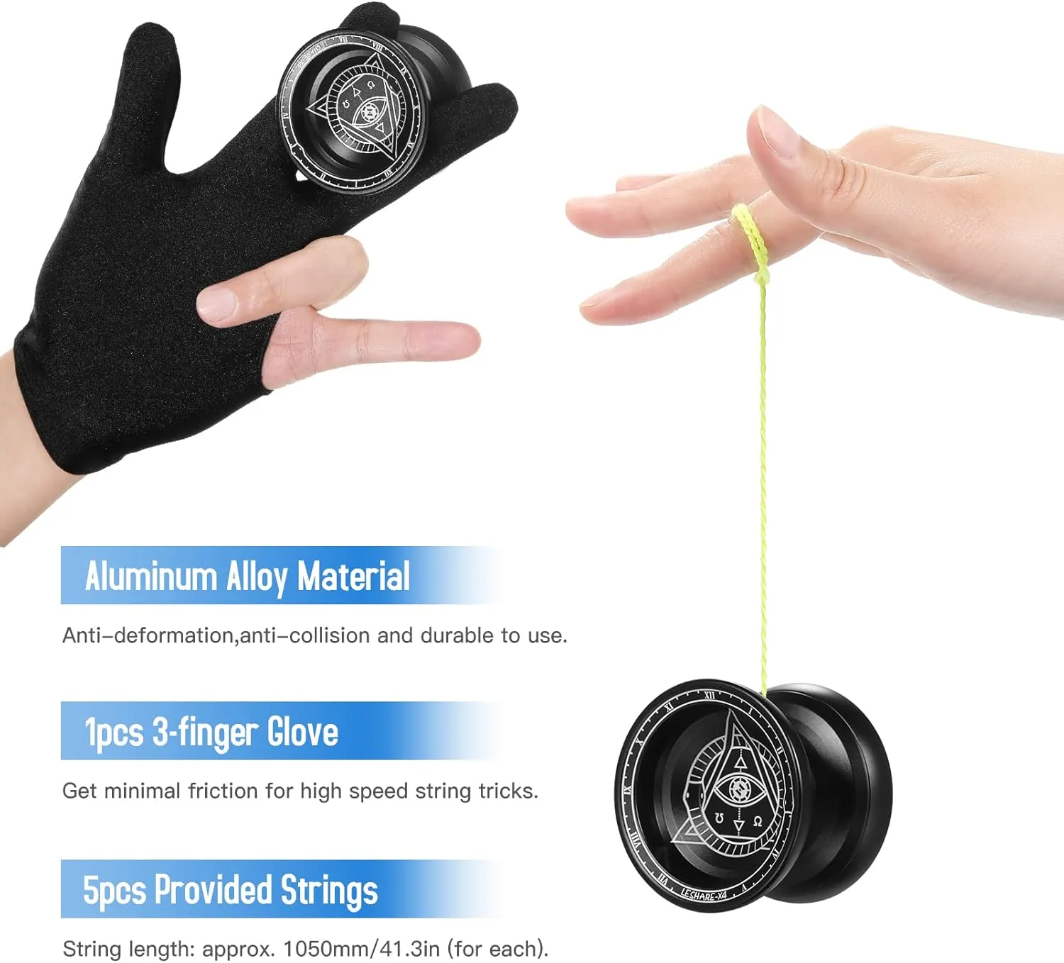 HXBER YOYO Ball, Professional Yoyo Competitive Aluminum Yoyo Ball Yo Yo Gift with Strings and Glove