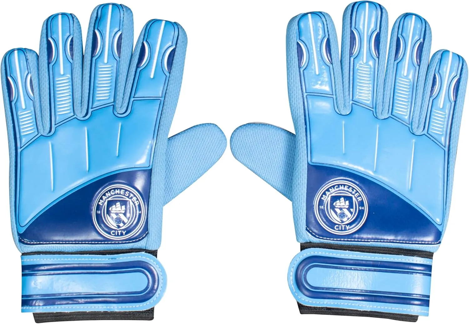 Hy-Pro Officially Licensed Manchester City F.C. Soccer Goalkeeper Gloves - Junior Goalie Size 5 - Kids Soccer Gloves for Boys and Girls with Strong Palm Grip for High Performance