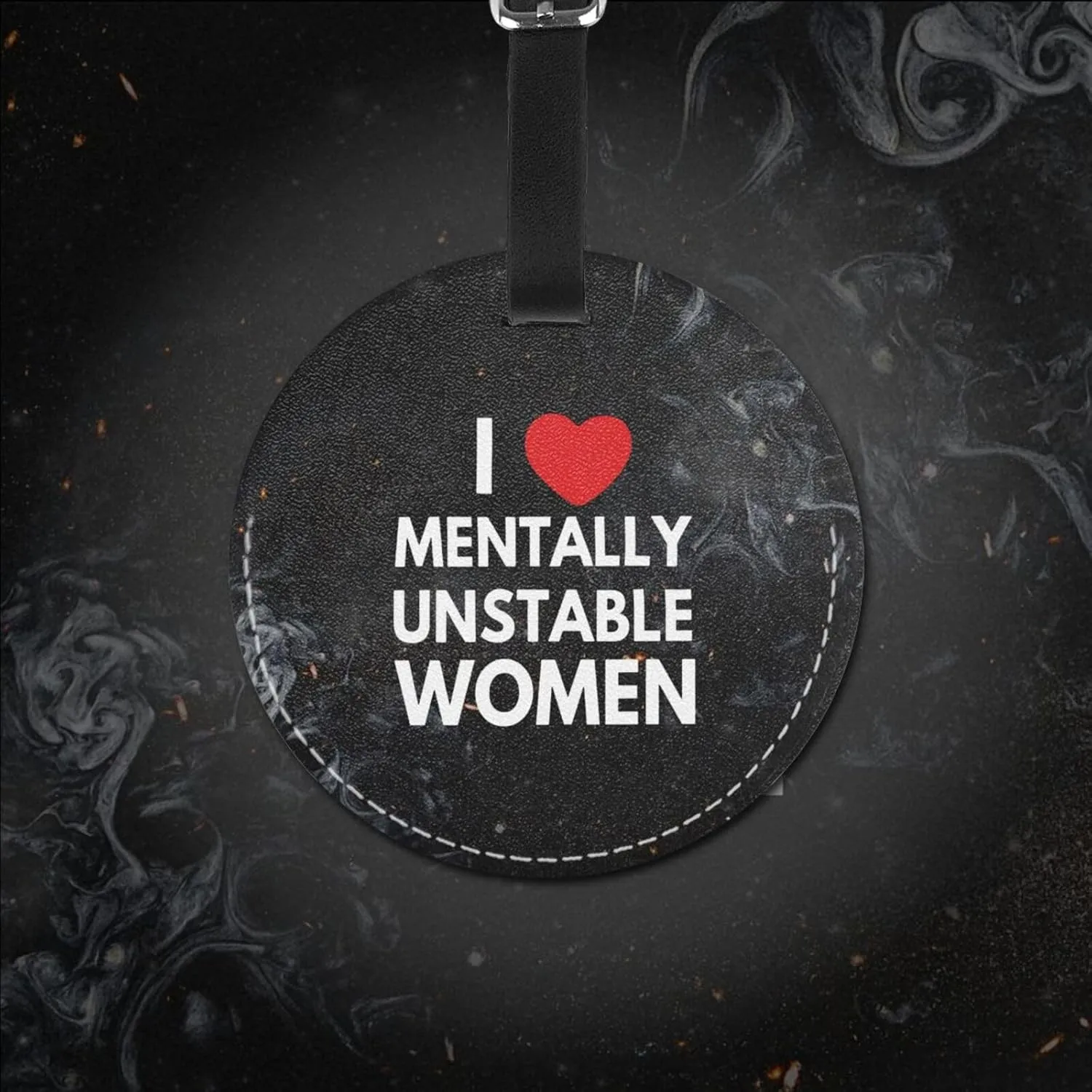 I Love Mentally Unstable Women Luggage Tag with Name Id Round Luggage Tag, for Suitcase Travel Bag 4 PCS