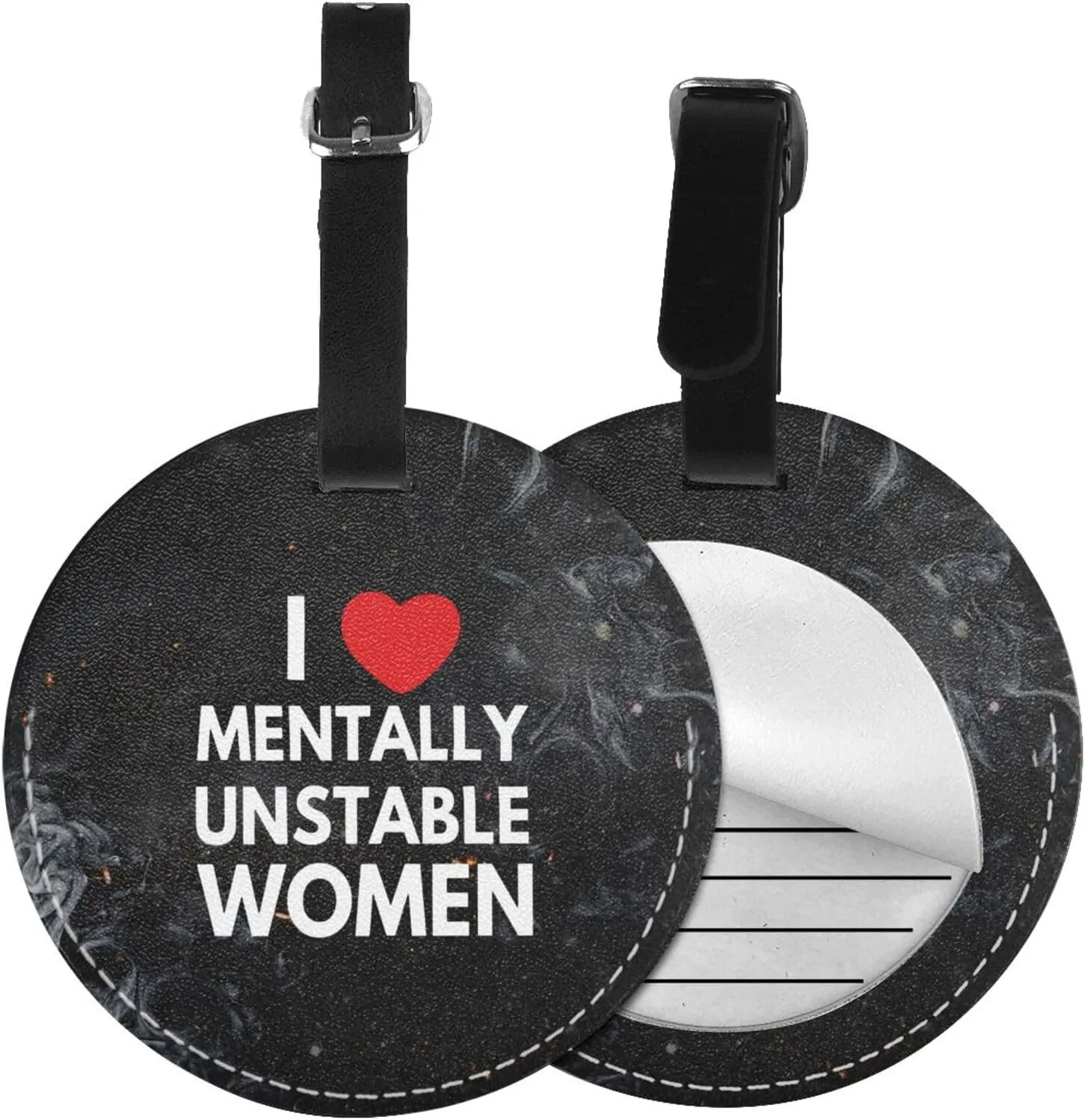 I Love Mentally Unstable Women Luggage Tag with Name Id Round Luggage Tag, for Suitcase Travel Bag 4 PCS