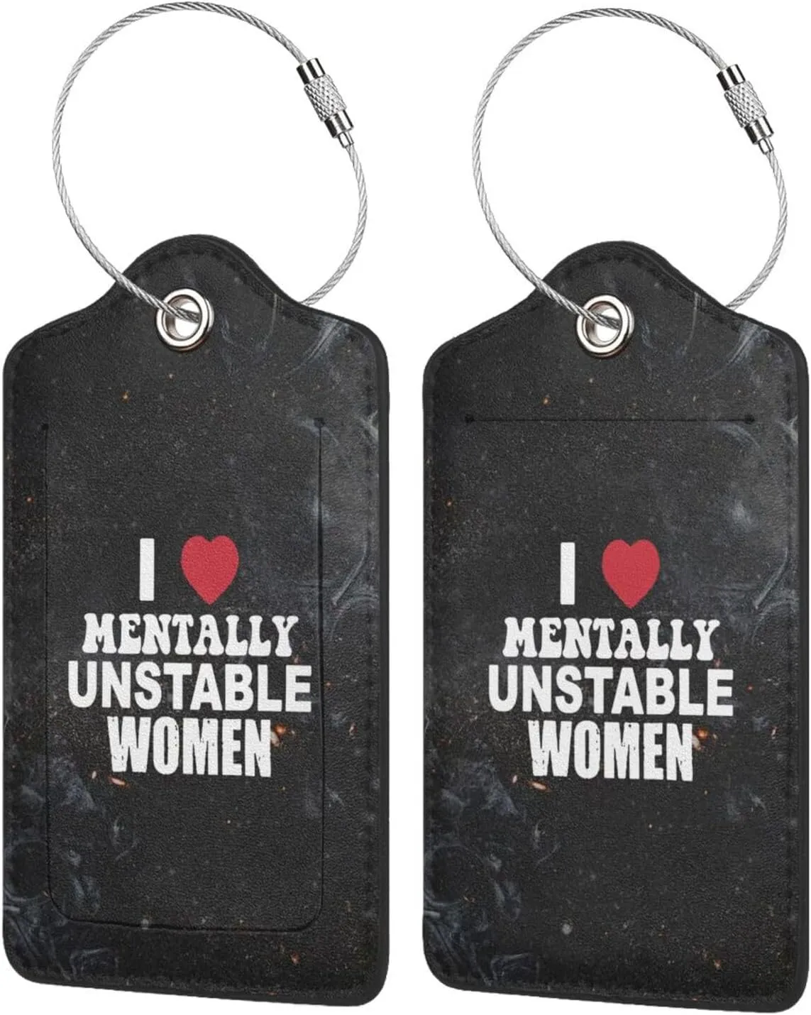 I Love Mentally Unstable Women Luggage Tag with Stainless Steel Loop Luggage Tag, for Suitcase Travel Bag 2 PCS