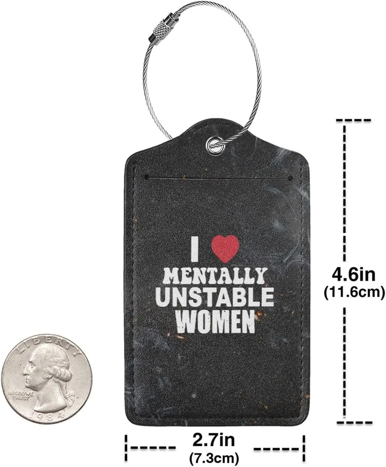 I Love Mentally Unstable Women Luggage Tag with Stainless Steel Loop Luggage Tag, for Suitcase Travel Bag 2 PCS