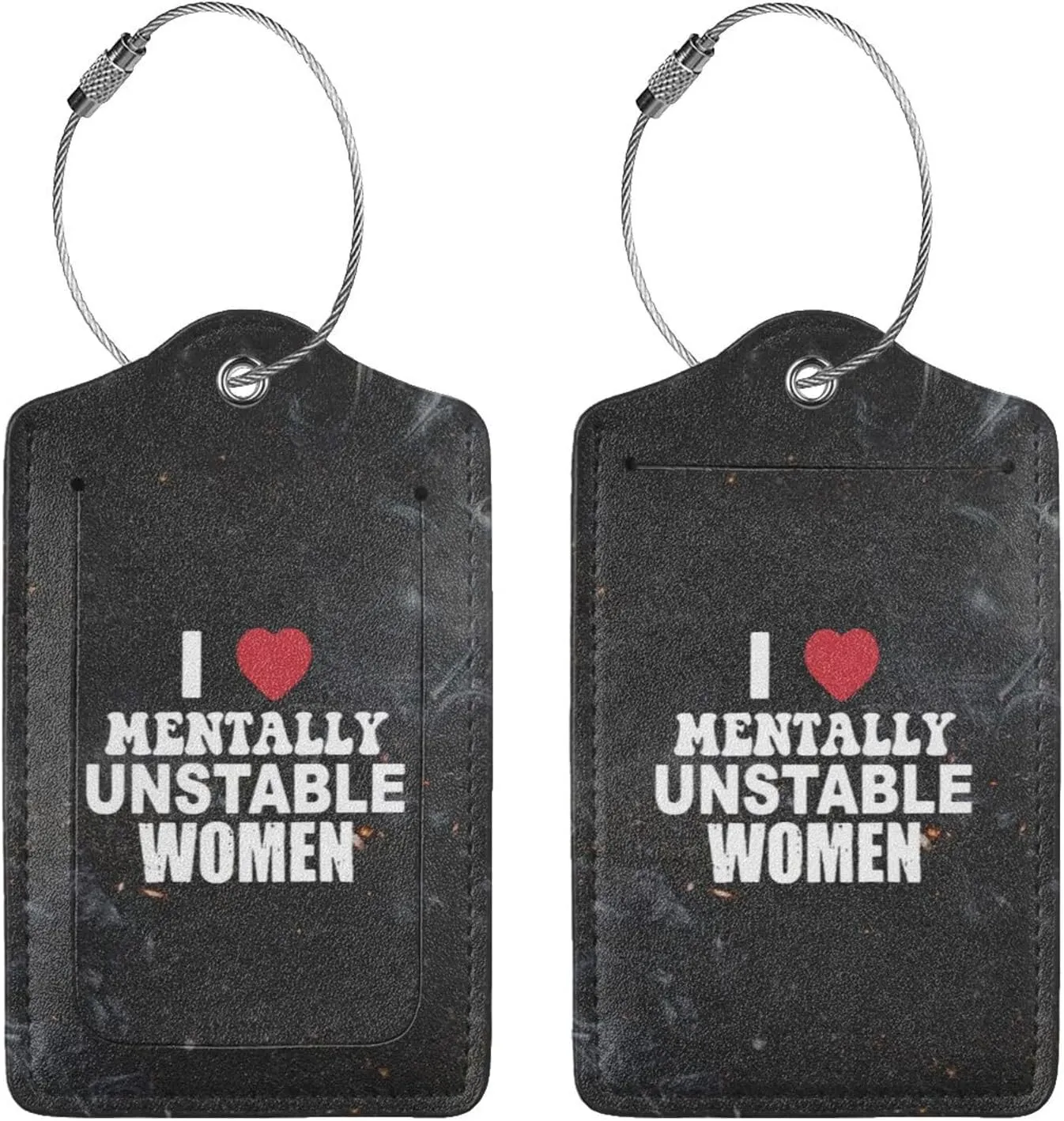 I Love Mentally Unstable Women Luggage Tag with Stainless Steel Loop Luggage Tag, for Suitcase Travel Bag 2 PCS