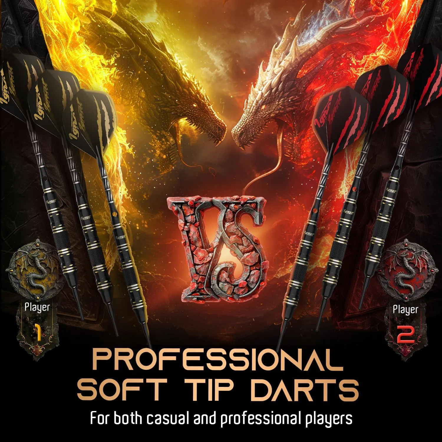 IgnatGames Darts Plastic Tip Sets - 6/12 Pack Soft Tip Darts for Electronic Dartboard with Brass Barels and Aluminum Shafts - 100 Extra Tips and 16 Flights, Wrench & Innovative Case