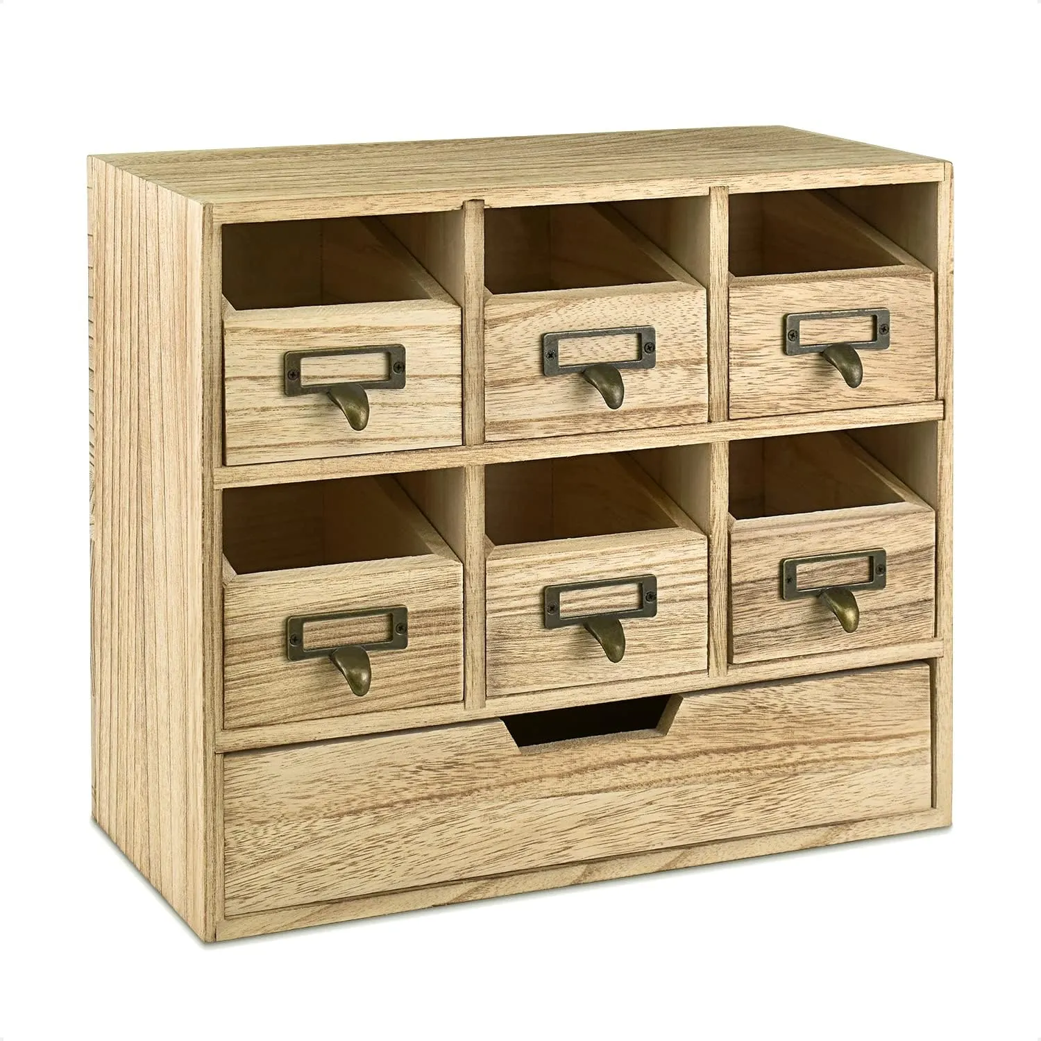 Ikee Design 7 Drawer Wood Countertop Storage Cabinet, Wood Desktop Cabinet Drawer Organizer, Perfect for Kitchen, Office, and Craft Supplies,Oak Color