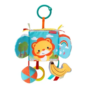 Infantino Peek & Seek Discovery Cube - Soft Development Toy, Peek-A-Boo Mirror, Clacker Rings, Crinkle & Rattle Sounds - Sensory Play, Ages 3 Months  