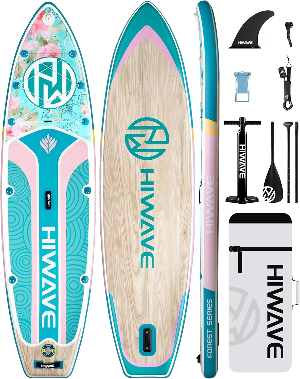 Inflatable Paddle Board 11 '* 34 "* 6" Extra Wide Sup Board, 350lb Capicity Paddle Board for Adults, Suitable for Sea and Lakes, 2 1Family Board