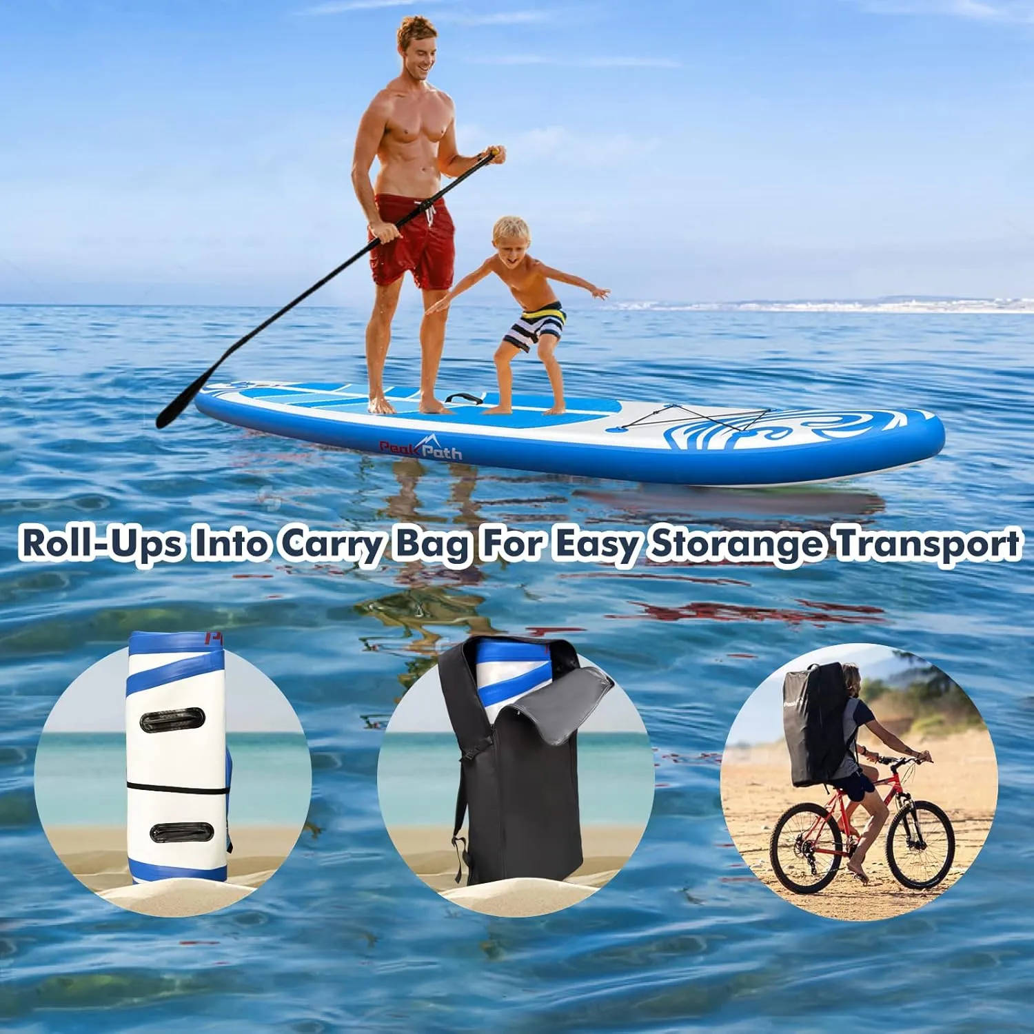 Inflatable Stand Up Paddle Board (6’’ Thick) with Premium SUP Accessories&Bag,Bottom Fin for Paddling,Surf Control,Non-Slip Deck,Leash,Paddle and Two-Way Hand Pump|Youth&Adult Standing Boat