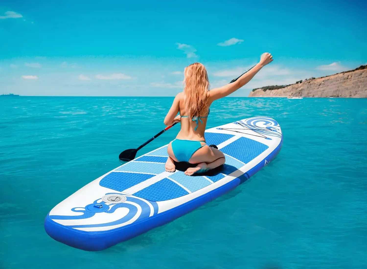 Inflatable Stand Up Paddle Board (6’’ Thick) with Premium SUP Accessories&Bag,Bottom Fin for Paddling,Surf Control,Non-Slip Deck,Leash,Paddle and Two-Way Hand Pump|Youth&Adult Standing Boat
