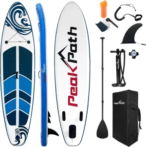 Inflatable Stand Up Paddle Board (6’’ Thick) with Premium SUP Accessories&Bag,Bottom Fin for Paddling,Surf Control,Non-Slip Deck,Leash,Paddle and Two-Way Hand Pump|Youth&Adult Standing Boat