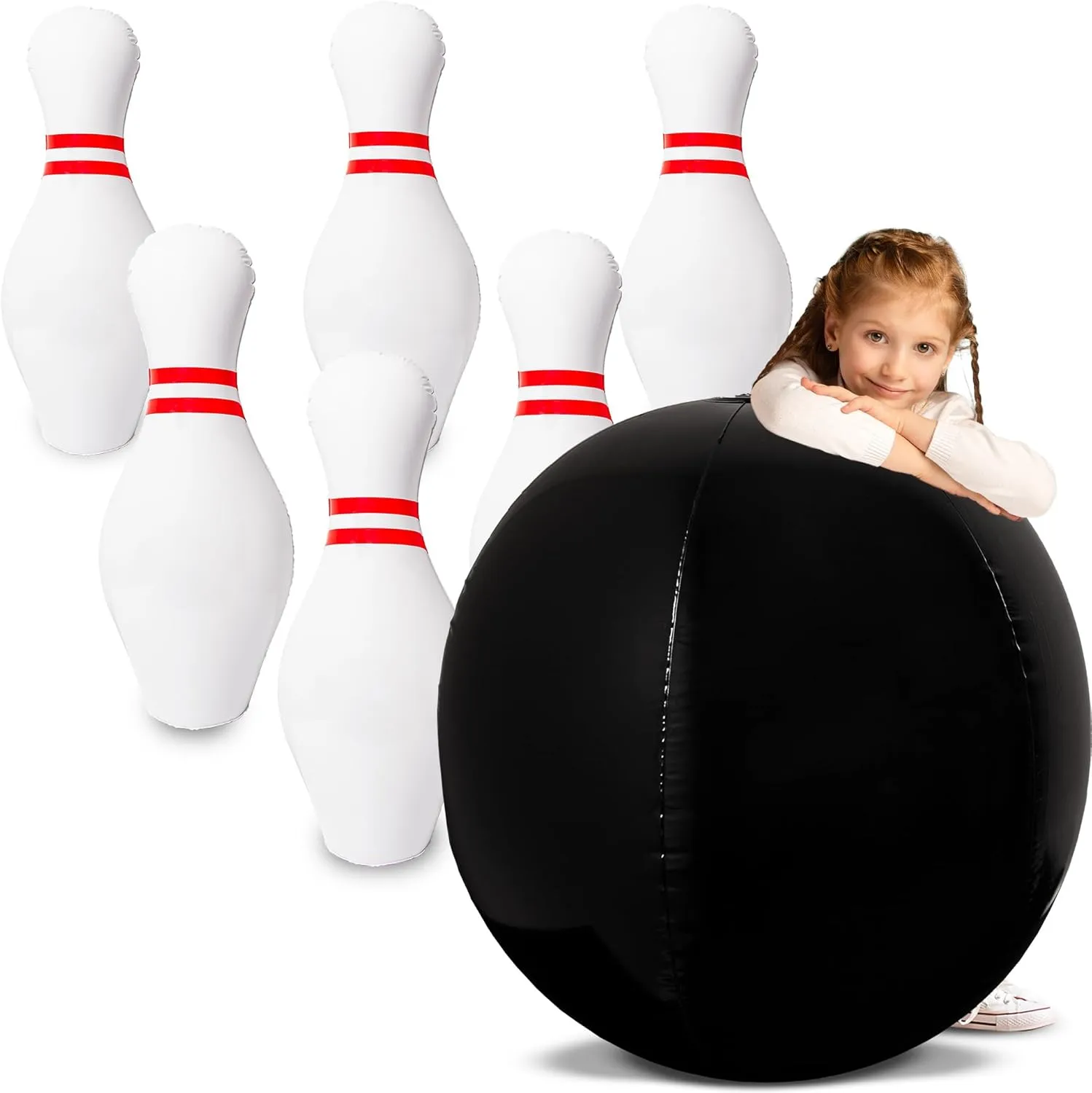Island Genius Giant Inflatable Bowling Set - Jumbo Bowling Game for Indoor/Outdoor Lawn Parties, Kids 3-6 Years
