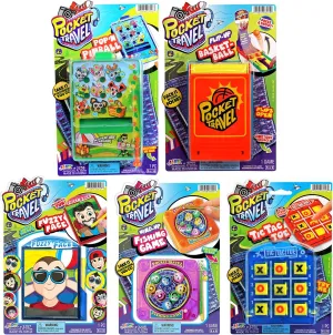 JA-RU Pocket Travel Toy Set (5 Toys) Kids Mini Handheld Games. Pinball Machine, Finger Basketball, Fishing Game, Magnetic Beard, & Small Tic Tac Toe. Party Favors. 3255-3258-3257-3205-3256p