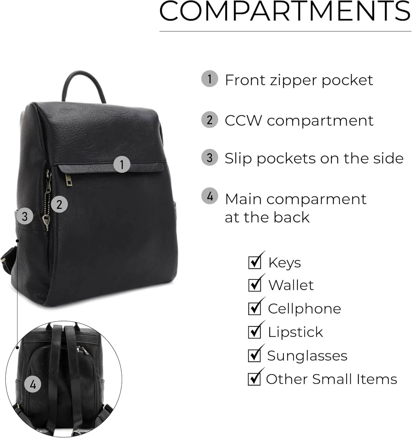 JESSIE & JAMES Sierra Concealed Carry Lock and Key Backpack Purse - Black